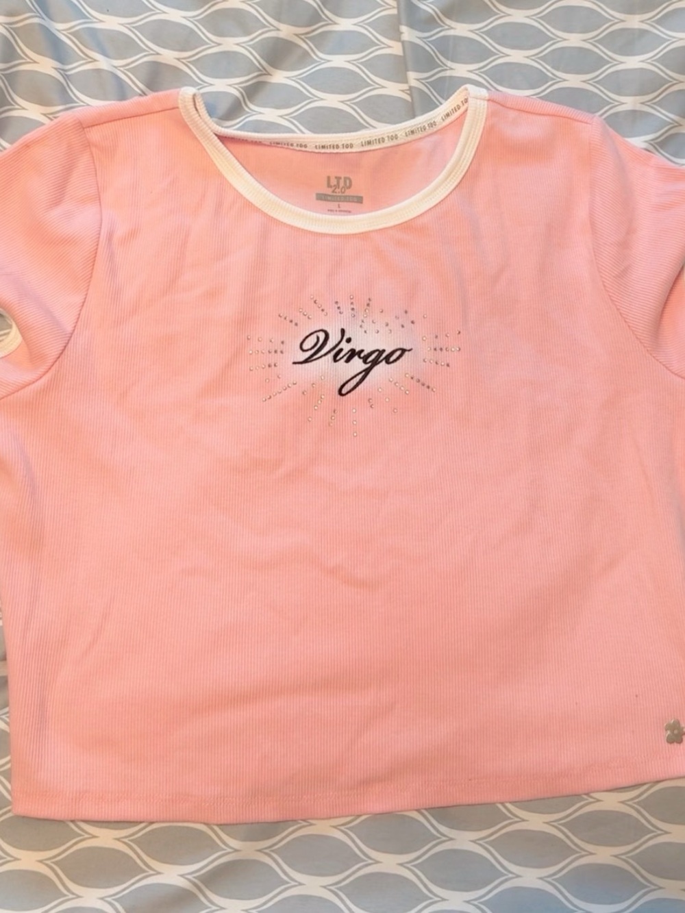 Nation LTD Pink Virgo Ribbed Tee with White Trim